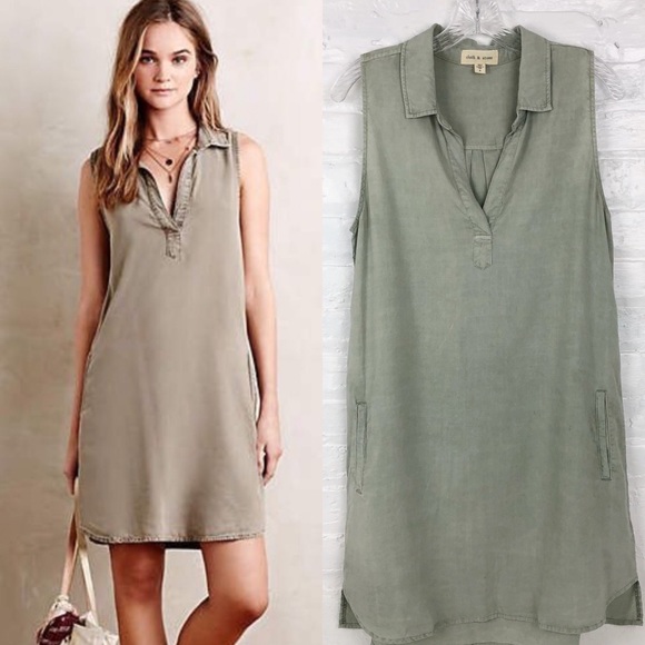 Anthropologie Dresses & Skirts - Anthropologie Cloth & Stone Pullover Green Dress S
